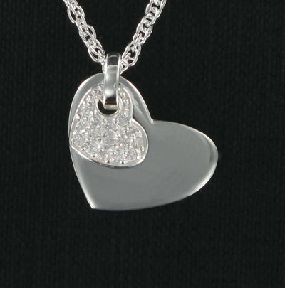 Double Hearts Pendant & 20" Prince Charles Chain with Presentation Box - Engraveitnow Ltd