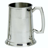 Pewter 1 Pint Two Line Straight Tankard