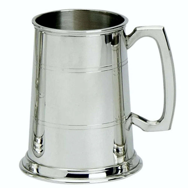 Pewter 1 Pint Two Line Straight Tankard