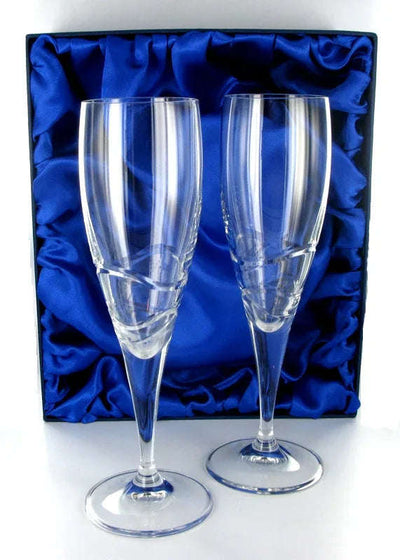 Verona Champagne Flutes Pair with Presentation Box & Free Engraving - Engraveitnow Ltd