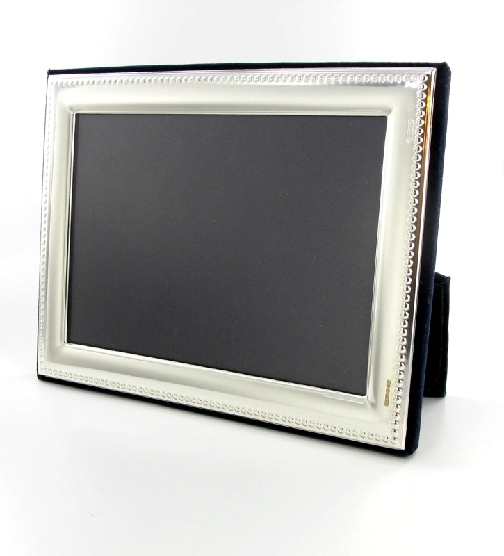 Solid Silver Photo Frame Bead Edge 7"x5" Landcape 6604EX