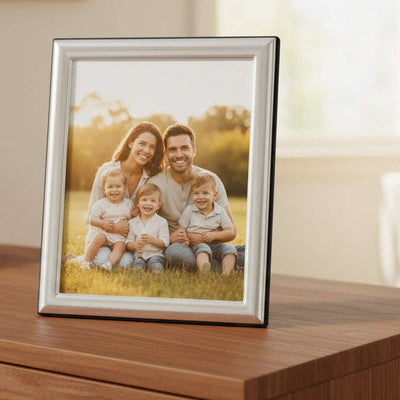 Solid Silver Photo Frame Plain Edge 6" x 4" Portrait 6603L2 - Engraveitnow Ltd