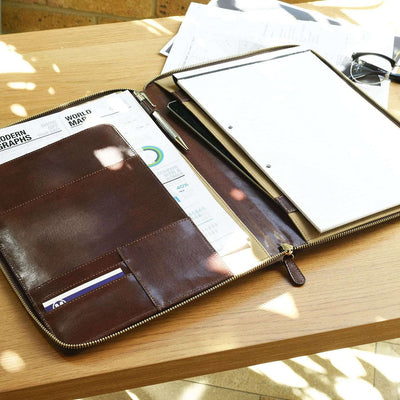 Dulwich Designs Windsor Brown Leather A4 Document Holder 71215 - Engraveitnow Ltd