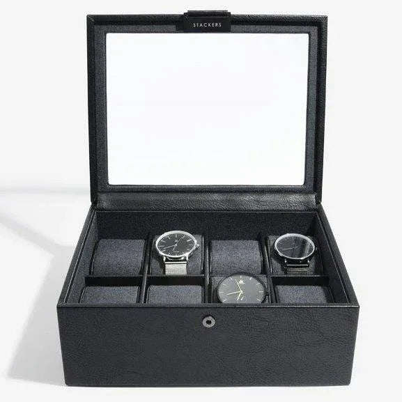 Stackers Black 8 Piece Watch Box 75401 Vegan Leather