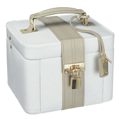 Dulwich Designs Belgravia Medium Jewellery Box 71025 Cream Leather - Engraveitnow Ltd