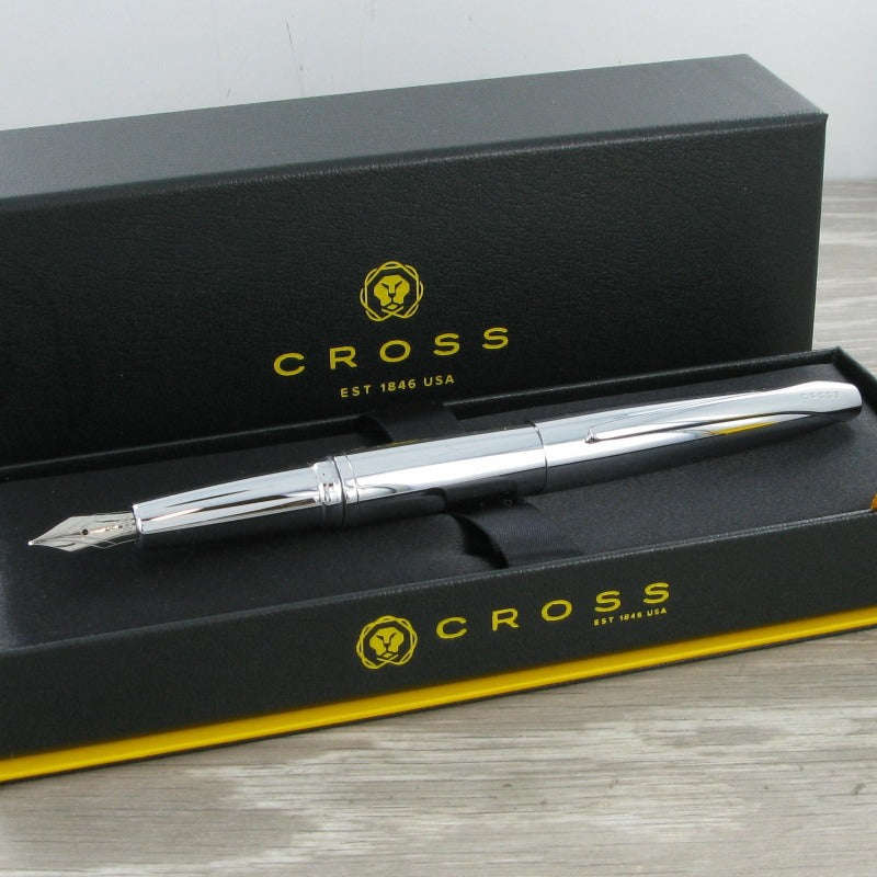 Personalised Cross 886-2ms ATX Pure Chrome Fountain Pen Engraveitnow Ltd