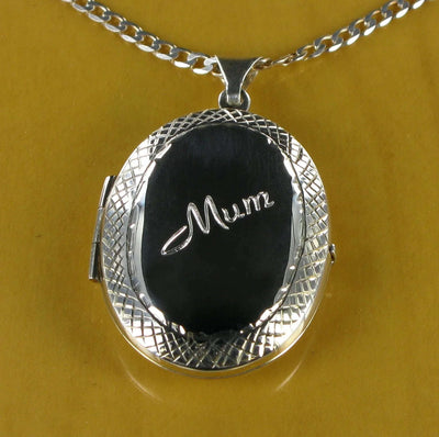 Diamond Cut Oval Locket & 20" Curb Chain - Engraveitnow Ltd
