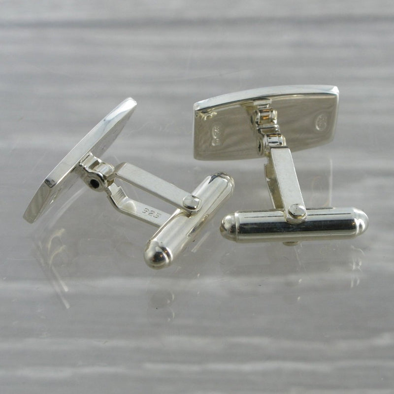 Rectangle Swivel Solid Silver Cufflinks 9186