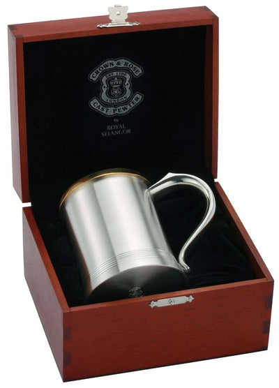 Royal Selangor Brass Rim Tankard with Wooden Case 92164G - Engraveitnow Ltd