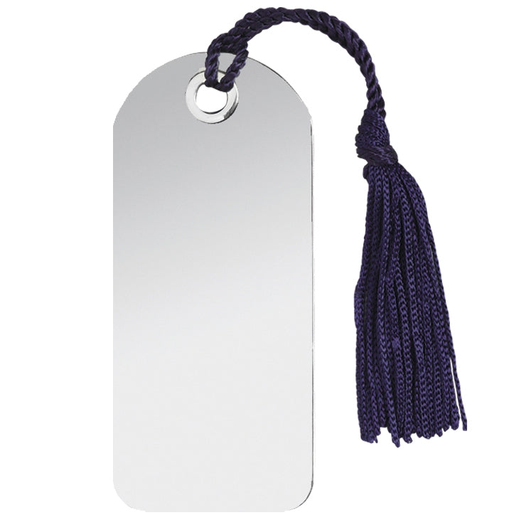 Bookmark, round top silver plated with tassle
