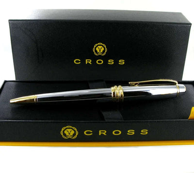Engraved Cross AT452-6 Bailey Chrome and Gold Ballpoint Pen - Engraveitnow Ltd