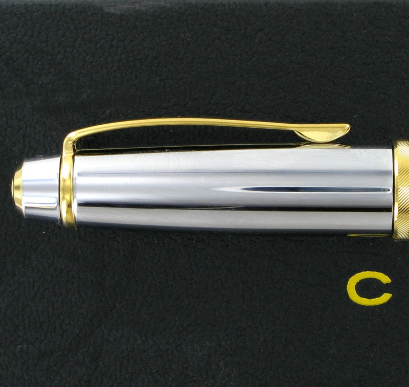 Engraved Cross AT452-6 Bailey Chrome and Gold Ballpoint Pen