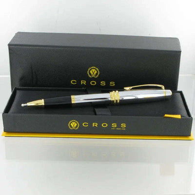 Engraved Cross AT455-6 Bailey Chrome and Gold Rollerball Pen - Engraveitnow Ltd