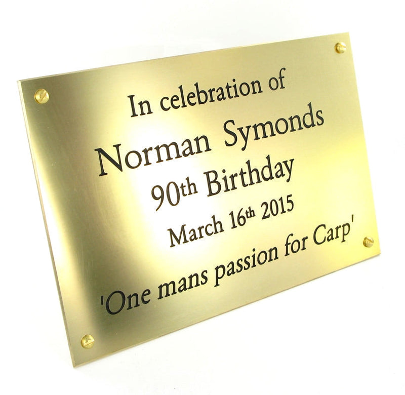 Wood Plaque with 12" x 9" Polished Brass Plate