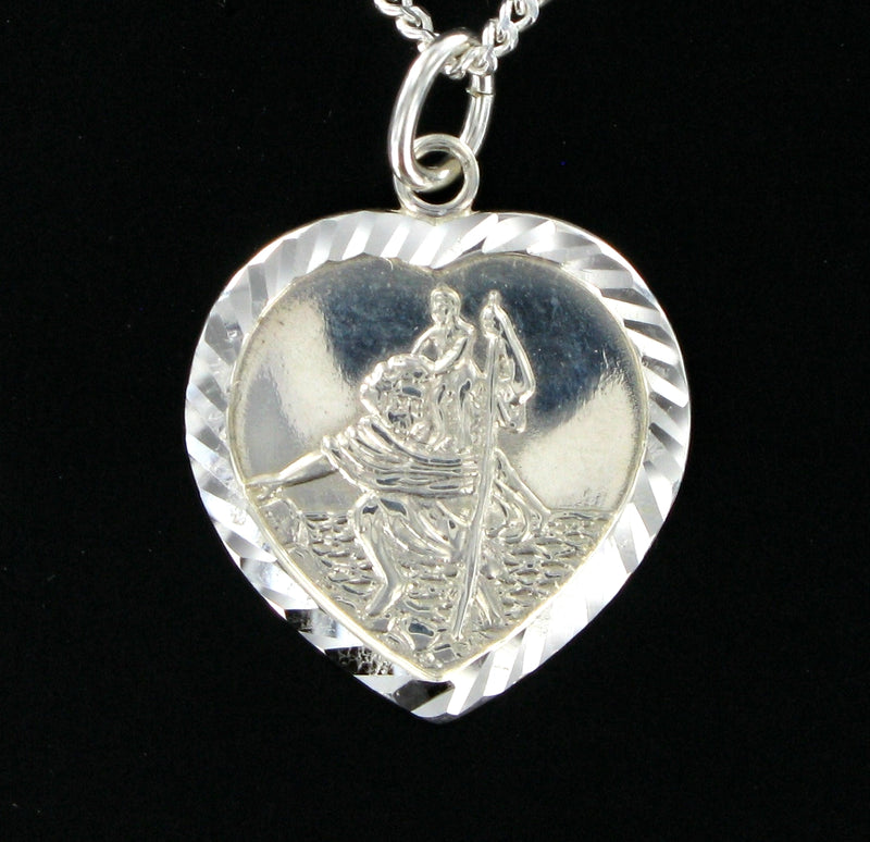Heart St. Christopher with 18" Curb Chain & Presentation Box