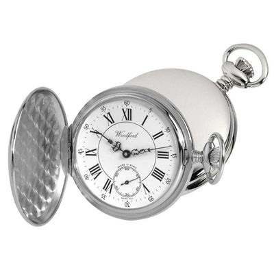 Swiss Movement Chrome Pocket Watch by Woodfords CHR1012 - Engraveitnow Ltd