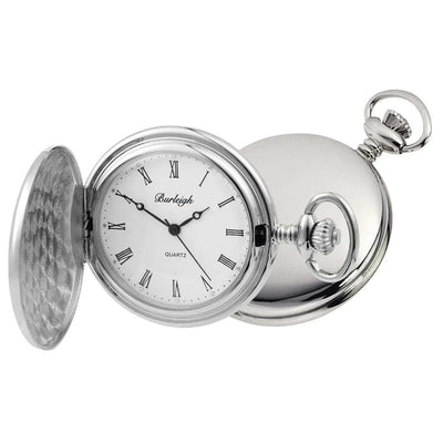 Budget Chrome Full Hunter Pocket Watch by Burleigh CHR1231 - Engraveitnow Ltd