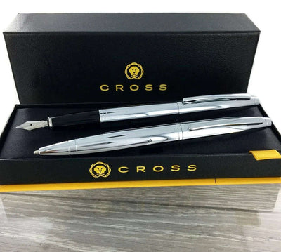 Personalised Cross AT0112-1 & AT0116-1ms Calais Chrome Pen Set1 - Engraveitnow Ltd