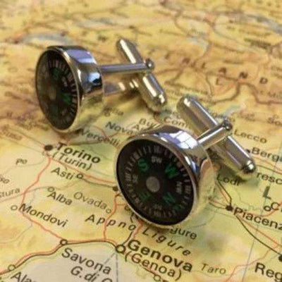 Compass Solid Silver Cufflinks ggcc - Engraveitnow Ltd