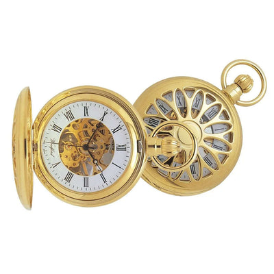 Filagree Skeleton Gold Plated Pocket Watch GP1029 - Engraveitnow Ltd