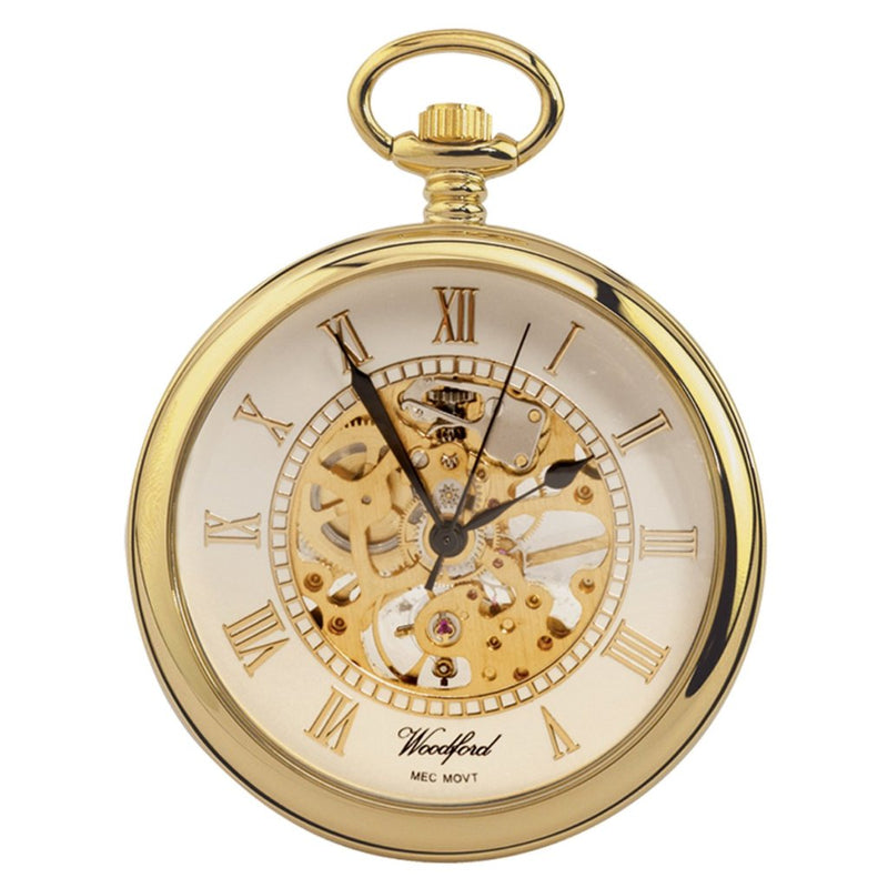 Open Face Pocket Watch Gold Plated with chain GP1030