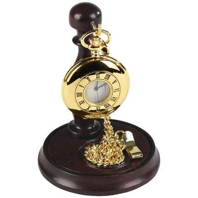 Gold Plated Half Hunter Pocket Watch by Burleigh with Stand GP1926 - Engraveitnow Ltd