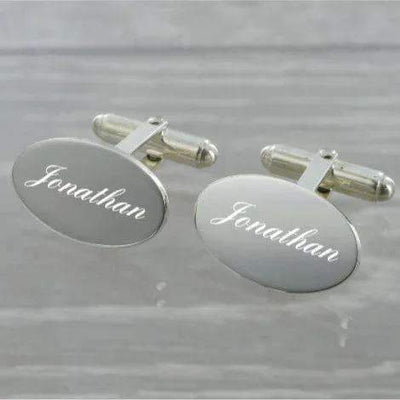 Large Oval Swivel Solid Silver Cufflinks 8898 - Engraveitnow Ltd