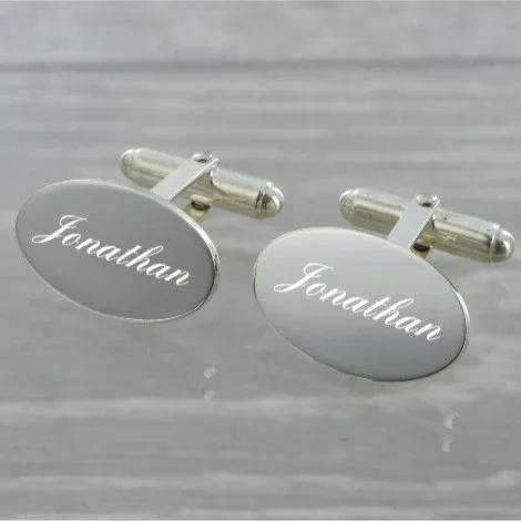 Large Oval Swivel Solid Silver Cufflinks 8898