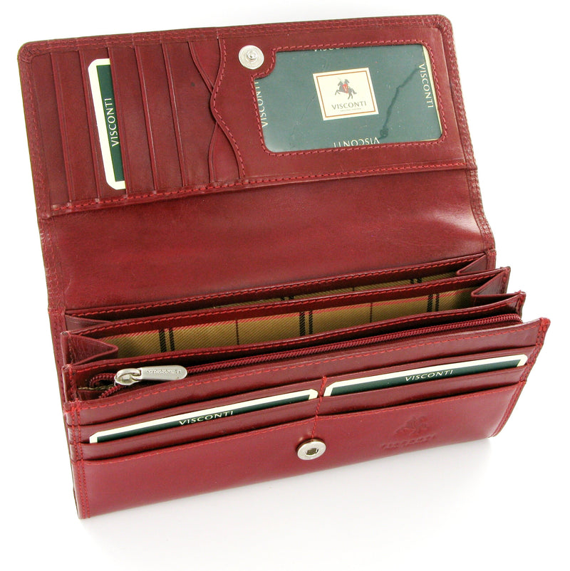 Visconti Monza MZ10 Florence Italian Red Leather Purse