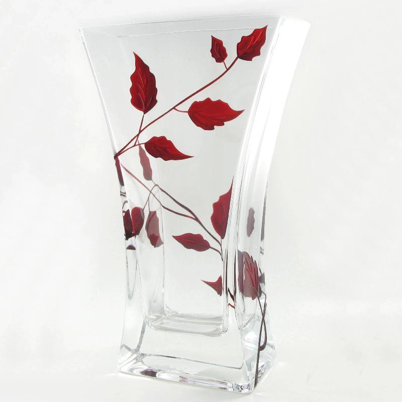 Nobile Ruby Leaf Flat Flared Vase - 23cm