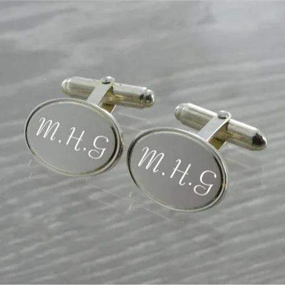 Oval Swivel Solid Silver Cufflinks 9187 - Engraveitnow Ltd