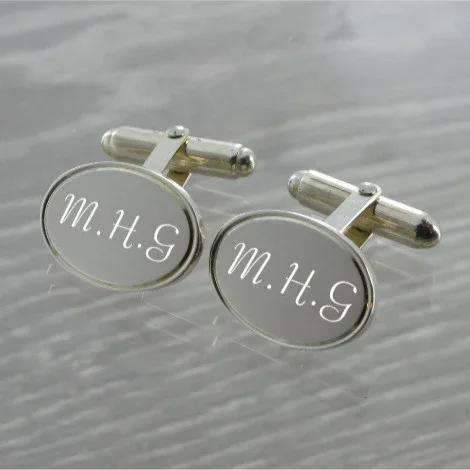 Oval Swivel Solid Silver Cufflinks 9187