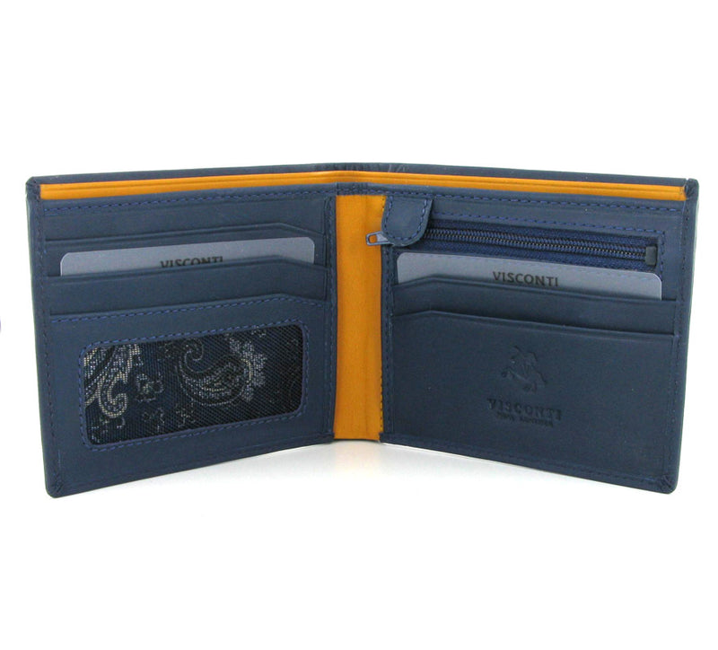 Visconti Parma PM101 Pablo Blue'n'Mustard Soft Leather Wallet