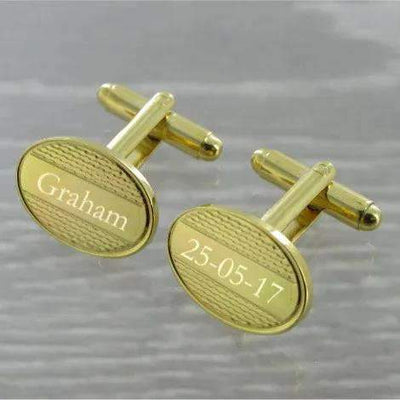Panelled Oval Swivel Gold Plated Cufflinks 10~65 - Engraveitnow Ltd