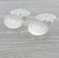 Plain Oval Chained Solid Silver Cufflinks 9364