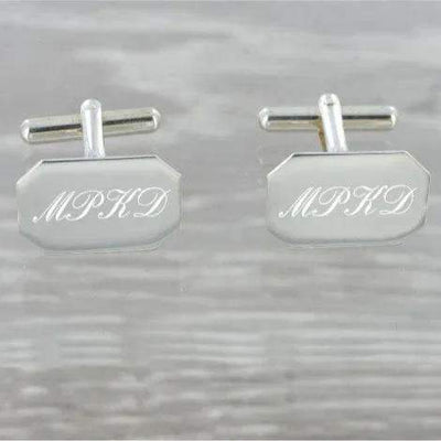 Plain Rectangular Swivel Solid Silver Cufflinks 9239 - Engraveitnow Ltd
