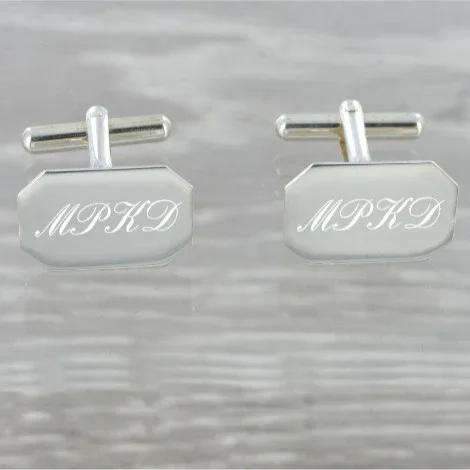 Plain Rectangular Swivel Solid Silver Cufflinks 9239