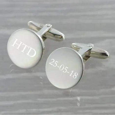 Round Swivel Solid Silver Cufflinks 9352 - Engraveitnow Ltd