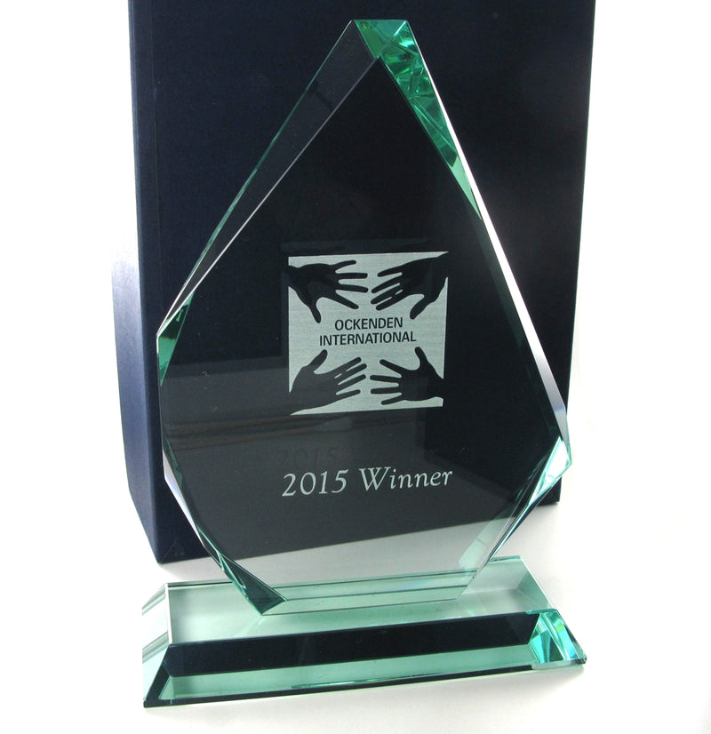 Swatkins Jade Glass Pyramid Award 9.25" tall - HC034C