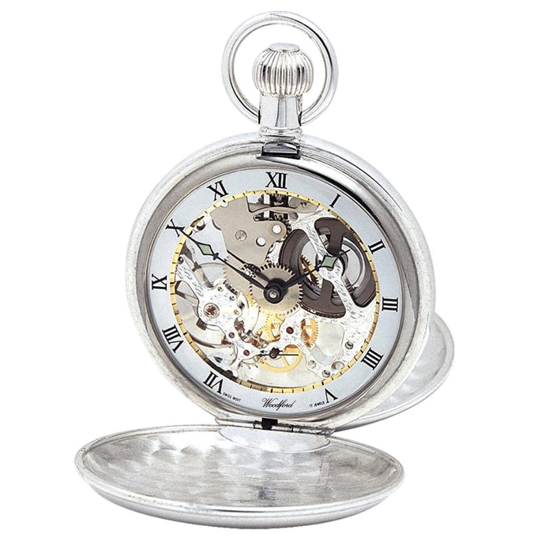 Solid Silver Twin Lid Swiss Made Pocket Watch by Woodfords SIL1066