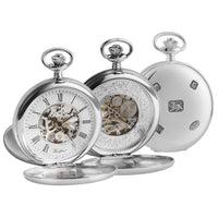 Solid Silver Twin Lid Pocket Watch by Woodfords SIL1104