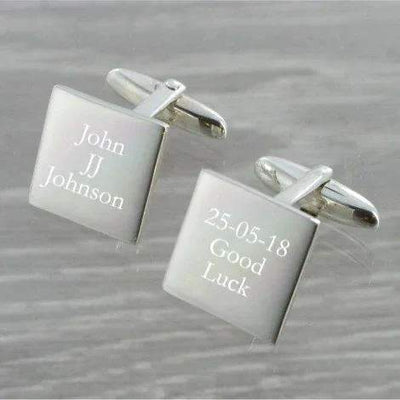 Square Swivel Solid Silver Cufflinks 9353 - Engraveitnow Ltd