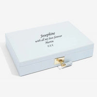 Stackers Powder Blue Leather Jewellery Box Lidded 75445 Personalise the Top with Laser Engraved Message