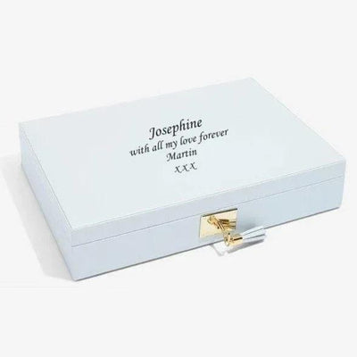 Stackers Powder Blue Leather Jewellery Box Lidded 75445 - Engraveitnow Ltd