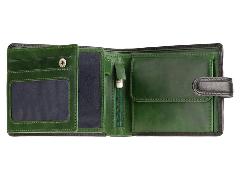 Free Engraving - Visconti Torino TR35 Luxury Black & Green RFID Leather Wallet