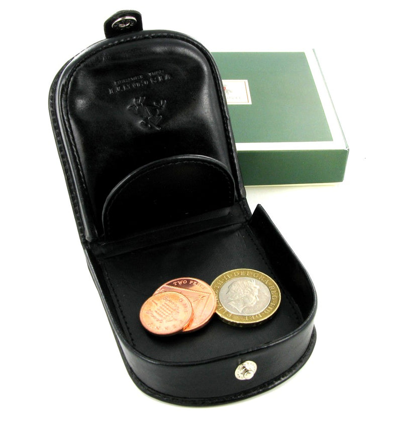 Visconti Coin Tray Purse Black Leather TRY5