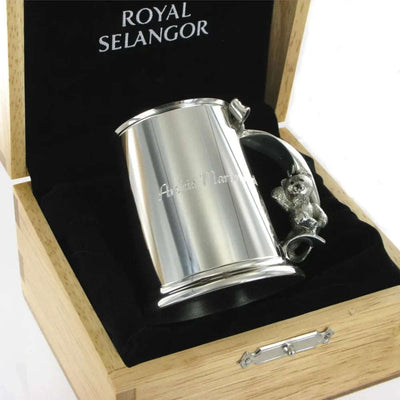 Royal Selangor Teddy Tankard with Wooden Oak Case OE0632 - Engraveitnow Ltd