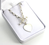 Solid Silver Heart Belcher Necklace 16"