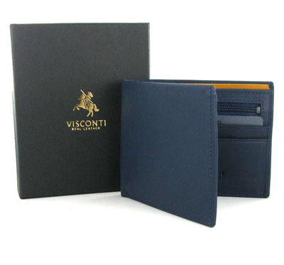 Visconti Parma PM101 Pablo Blue'n'Mustard Soft Leather Wallet - Engraveitnow Ltd