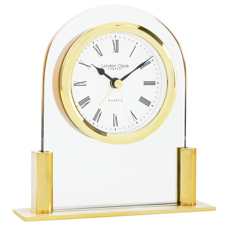 London Clock Gold Arch Top Mini Mantle Clock-17124